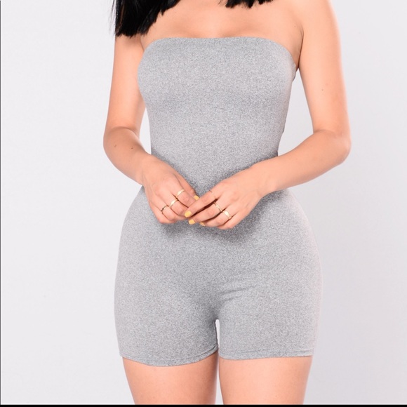 Grey strapless romper Outlet